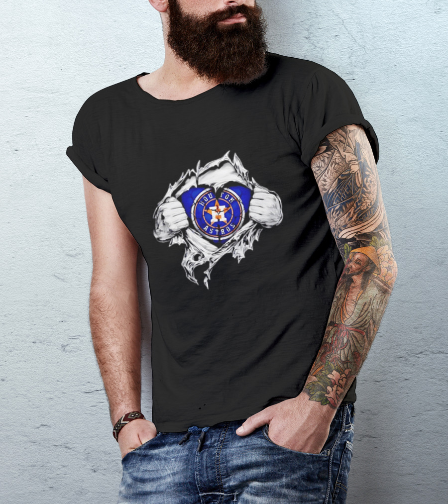 Houston Astros Ripped Skin MLB Baseball Hidden T-Shirt