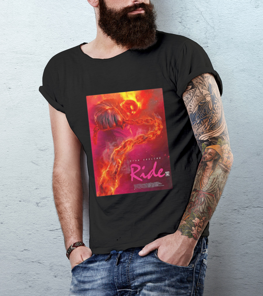 Ryan Gosling Ride Movie Ghost Rider Flaming Chain Image T-Shirt