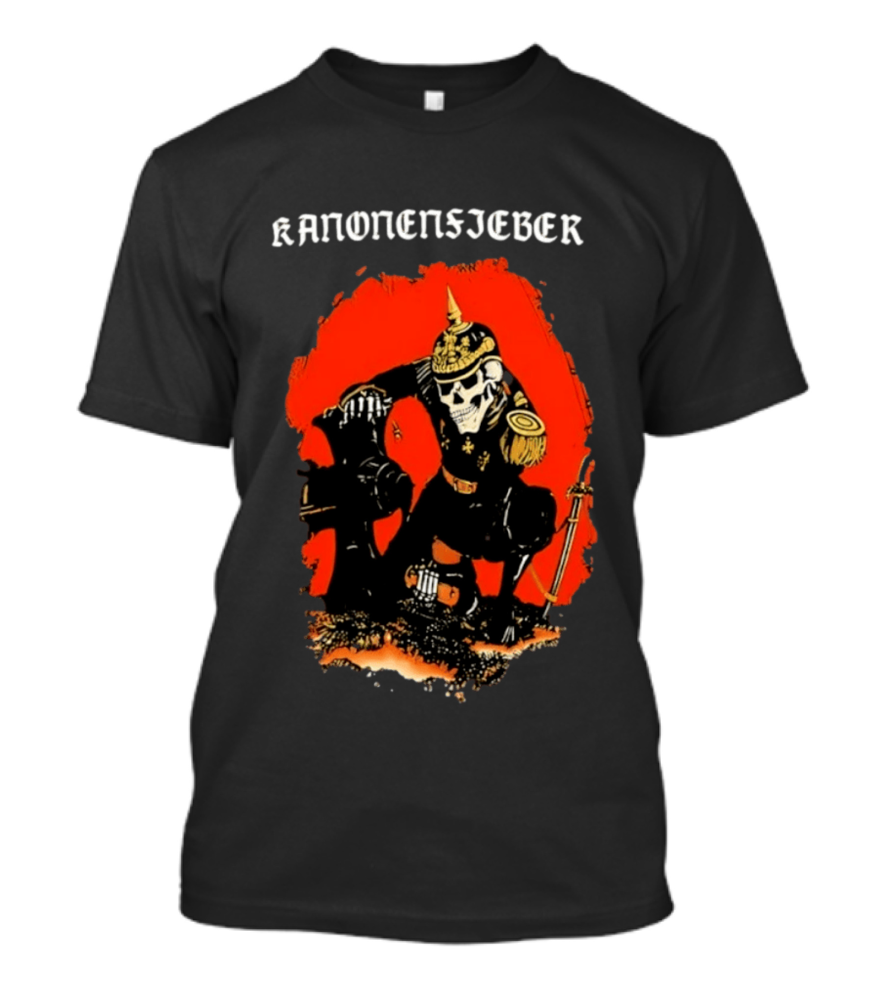 Kanonenfieber Skeleton Soldier Black Metal Warrior Artillery T-Shirt