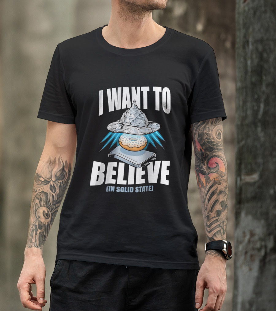 I Want To Believe UFO Donut In Solid State T-Shirt