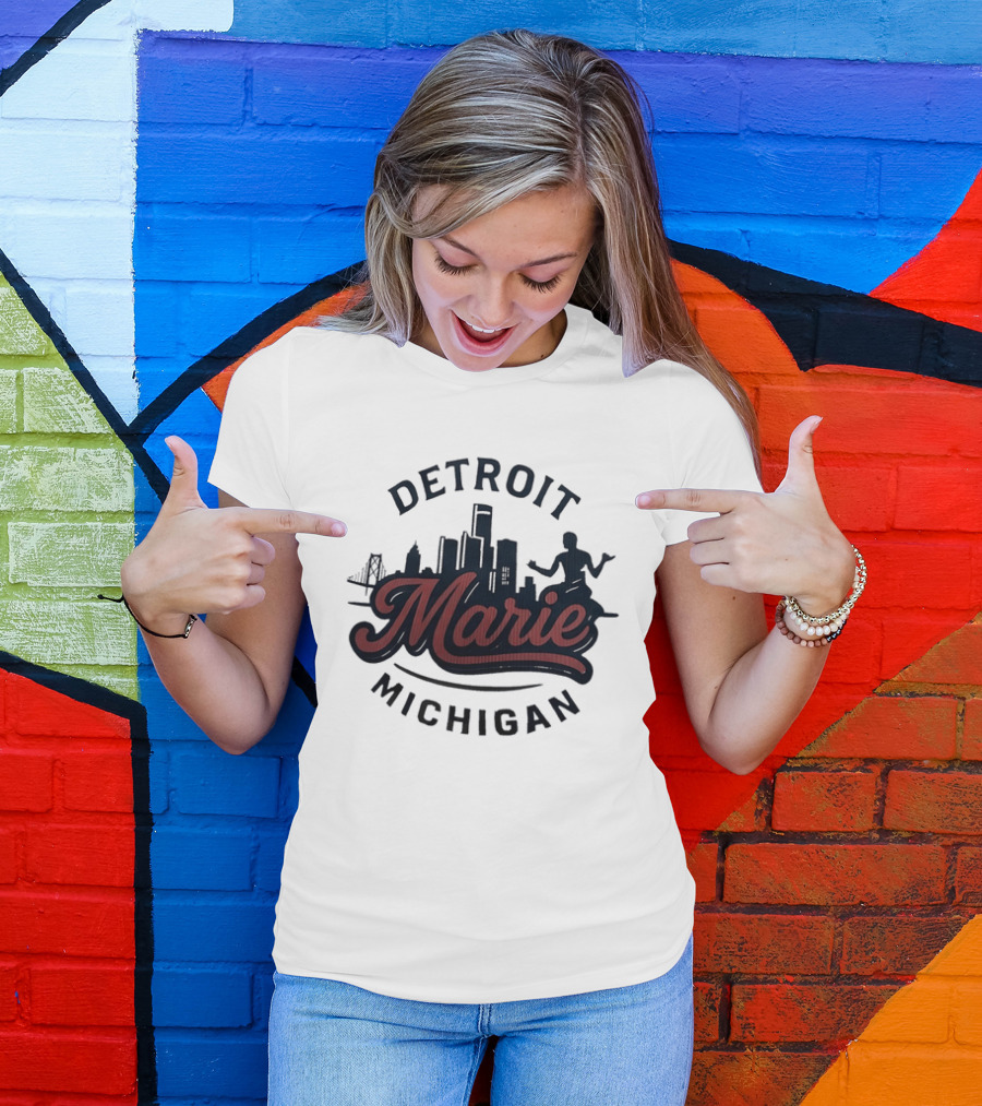 Detroit Michigan Marie Skyline T-Shirt