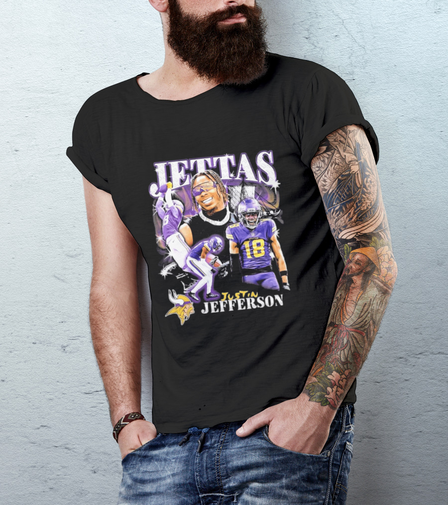 Fanatics Black Jettas Justin Jefferson Minnesota Vikings Notorious Player T-Shirt