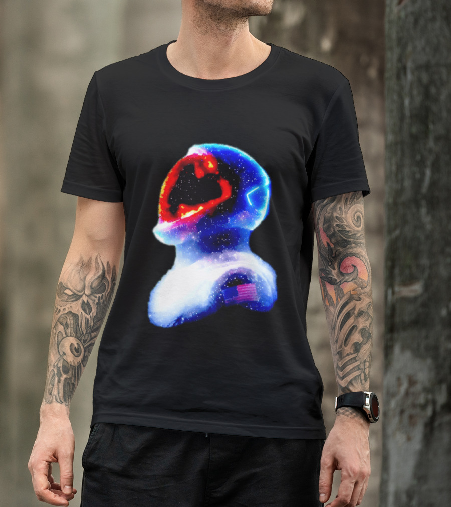 Galaxy Astronaut With American Flag Space Cosmic Adventure T-Shirt