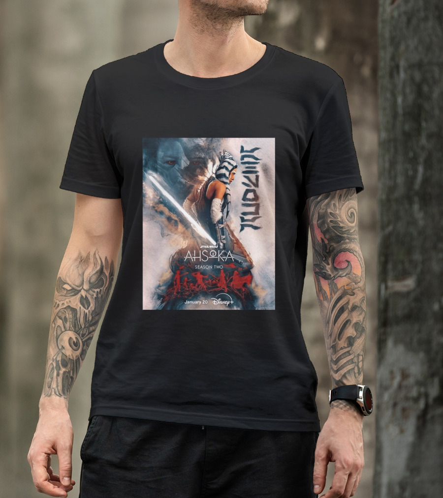 Star Wars Ahsoka Season 2 Premiering January 20 Disney Plus Featuring Lightsaber And Characters T-Shirt