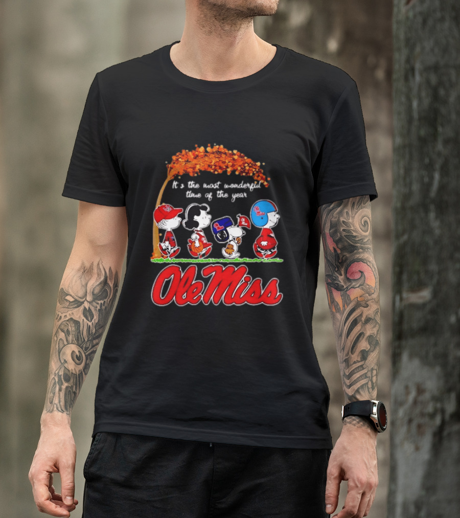 Ole Miss Rebels Peanuts Characters Most Wonderful Time Of The Year T-Shirt