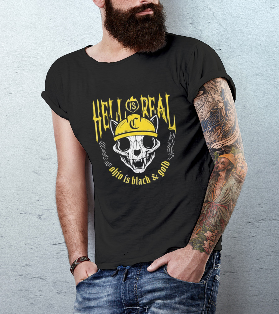 Hell Is Real Ohio Is Black And Gold Skull C Hat T-Shirt