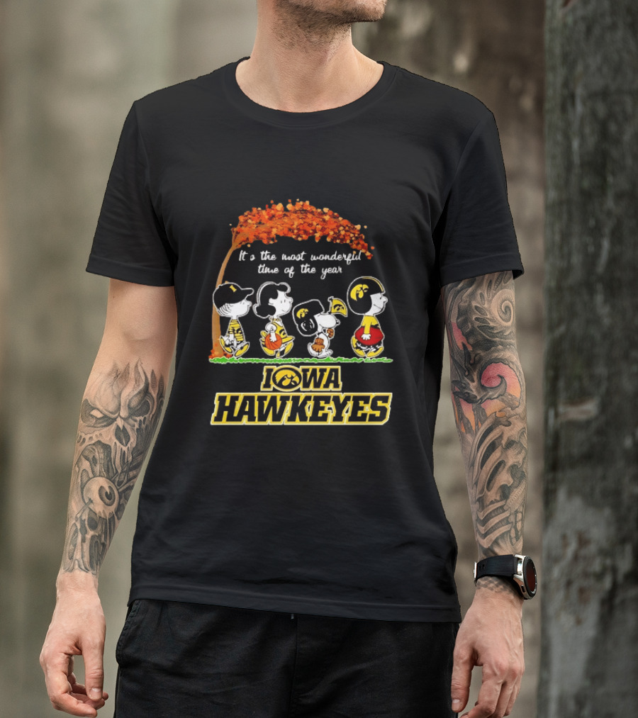 Iowa Hawkeyes Peanuts Characters It's The Most Wonderful Time Of The Year T-Shirt