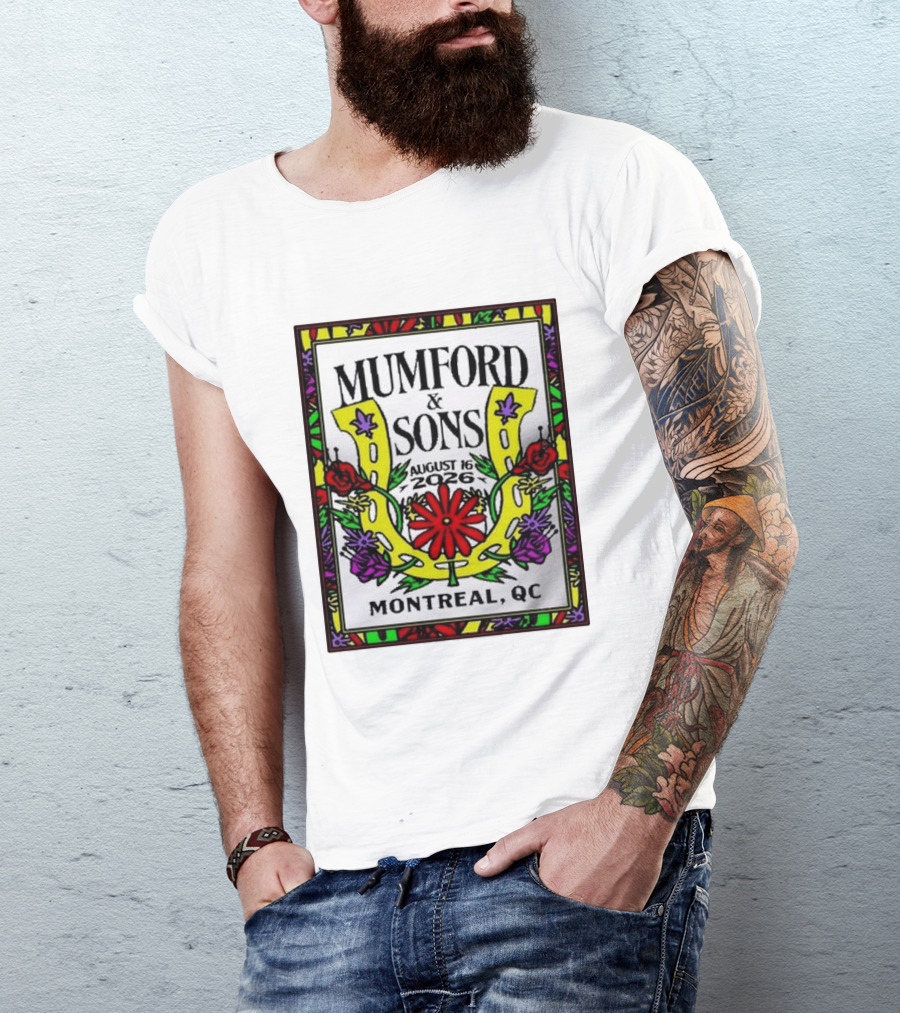 Mumford & Sons August 16 2026 Montreal QC Floral Horseshoe T-Shirt