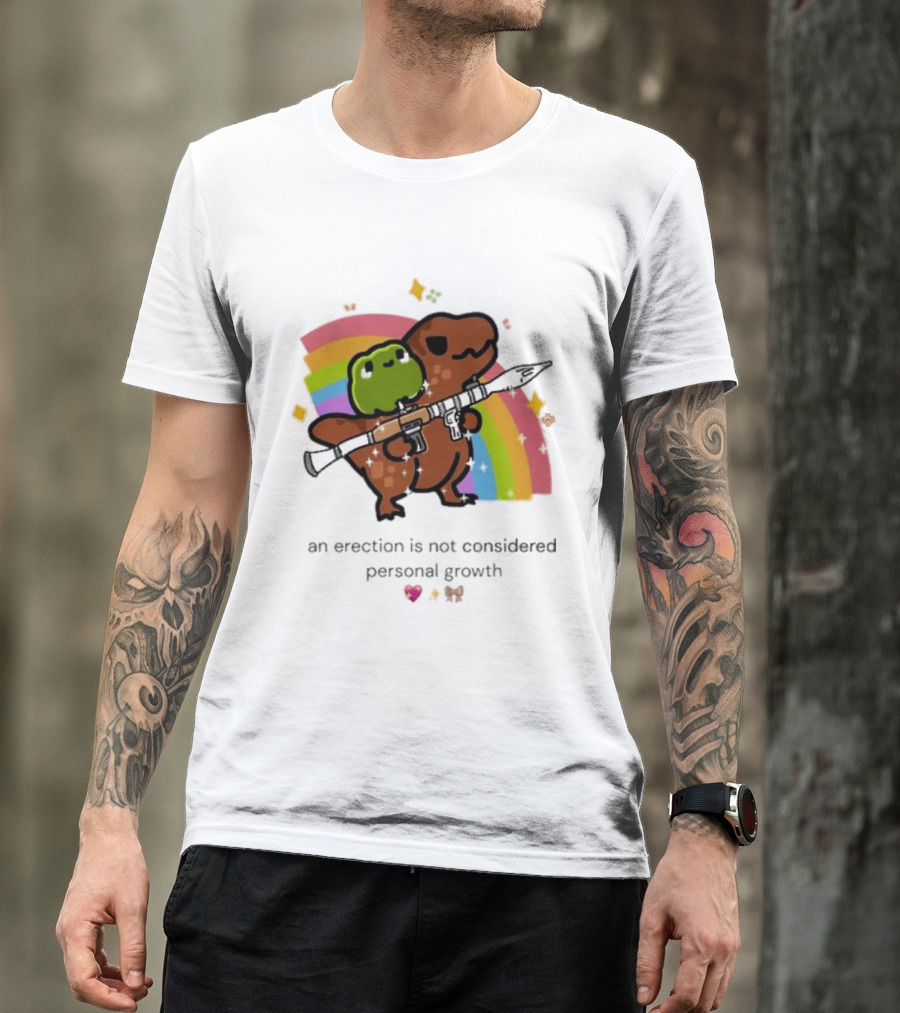 Original Rex Rocket An Erection Is Not Considered Personal Growth Rainbow Dinosaur Frog T-Shirt