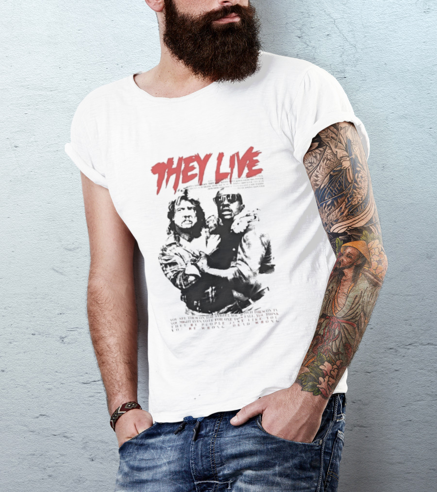 They Live John Carpenter Roddy Piper Keith David Aliens Movie T-Shirt