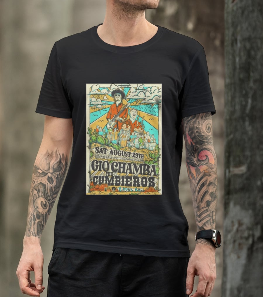 Gio Chamba The Cumbieros Live At Hidden Hall August 29th 2026 Concert T-Shirt