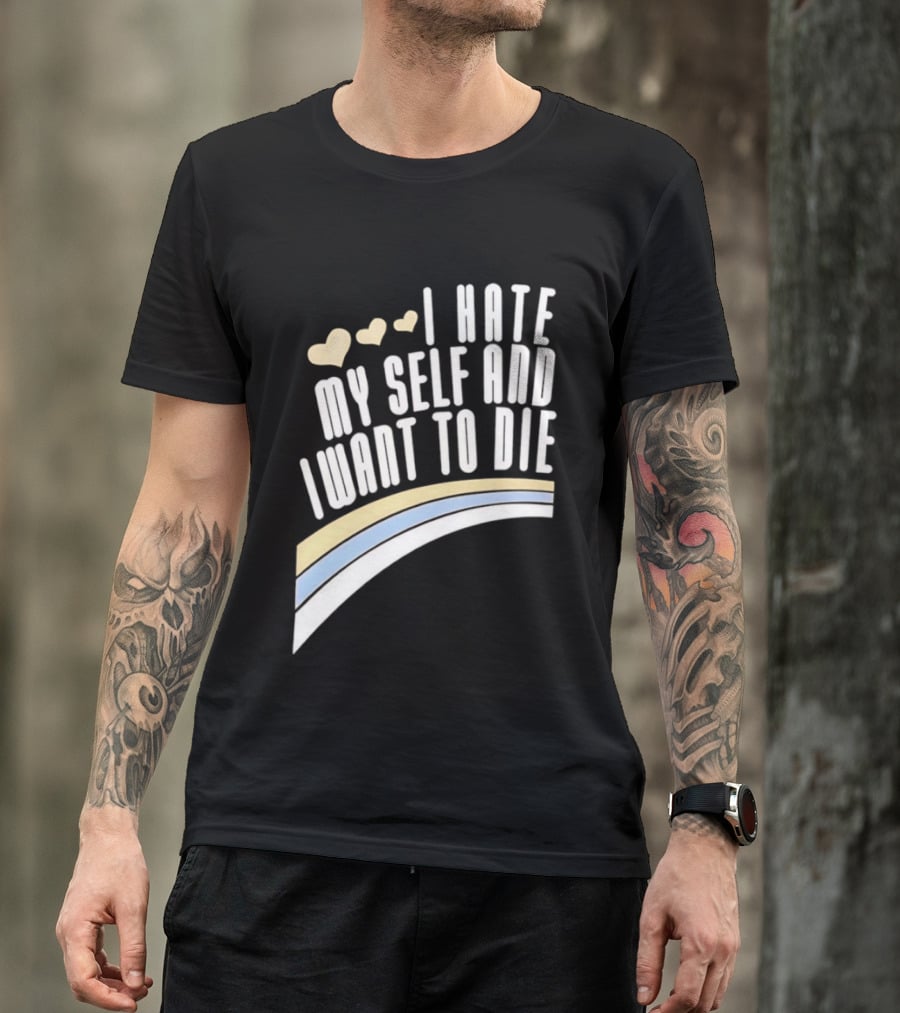 I Hate Myself And I Want To Die Nirvana Hearts Rainbow T-Shirt