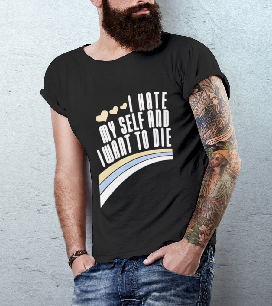 I Hate Myself And I Want To Die Nirvana Hearts Rainbow T-Shirt