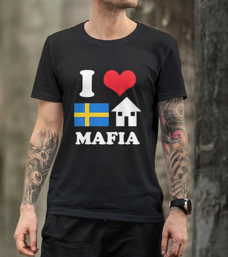 I Love Swedish Flag Heart House Mafia EDM Electronic Dance Music T-Shirt