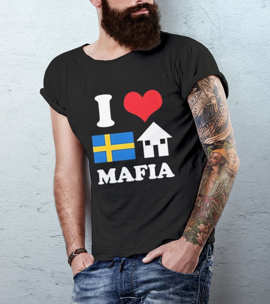 I Love Swedish Flag Heart House Mafia EDM Electronic Dance Music T-Shirt