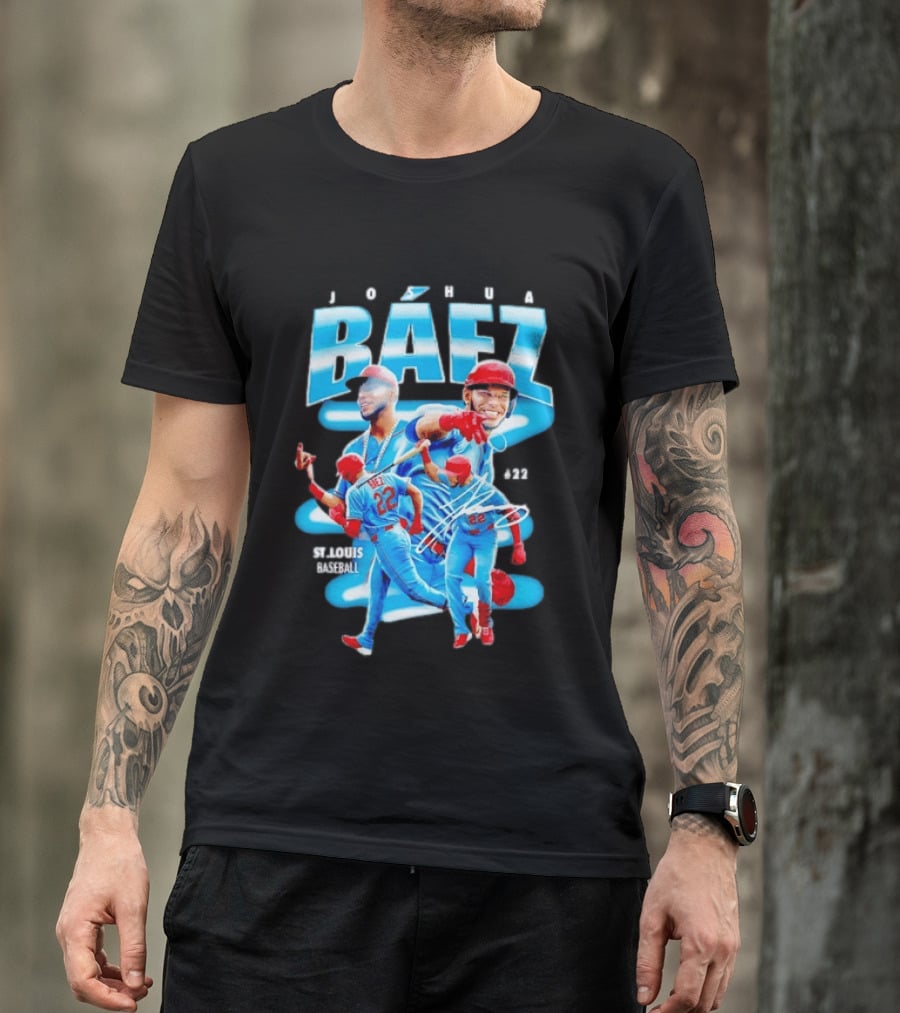 Joshua Baez St Louis Baseball No 22 Blue MLB Athletics T-Shirt