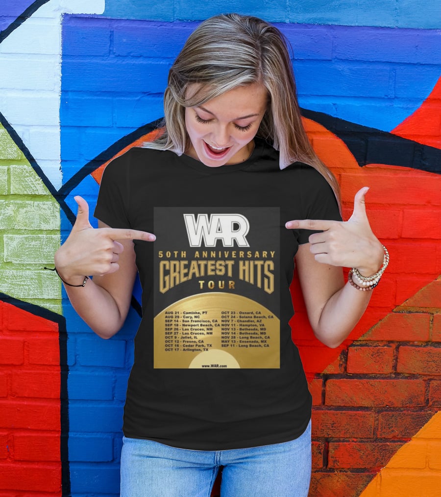 War 50th Anniversary Greatest Hits Tour Dates And Locations List T-Shirt