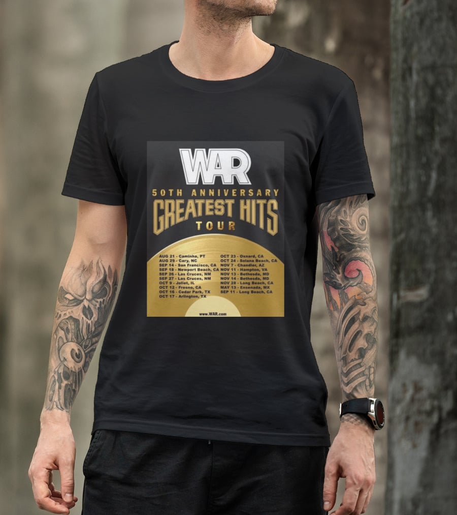 War 50th Anniversary Greatest Hits Tour Dates And Locations List T-Shirt