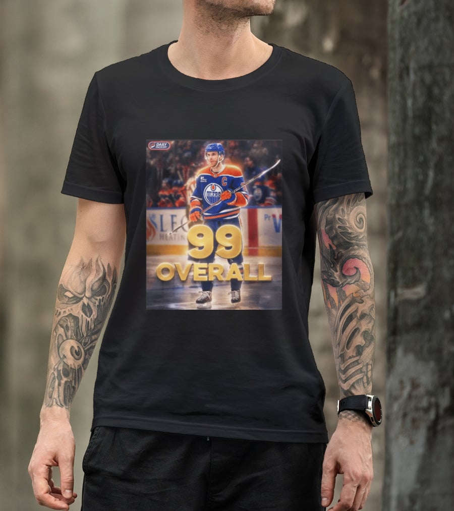 McDavid Oilers 99 Overall Daily Faceoff NHL Captain Hockey T-Shirt
