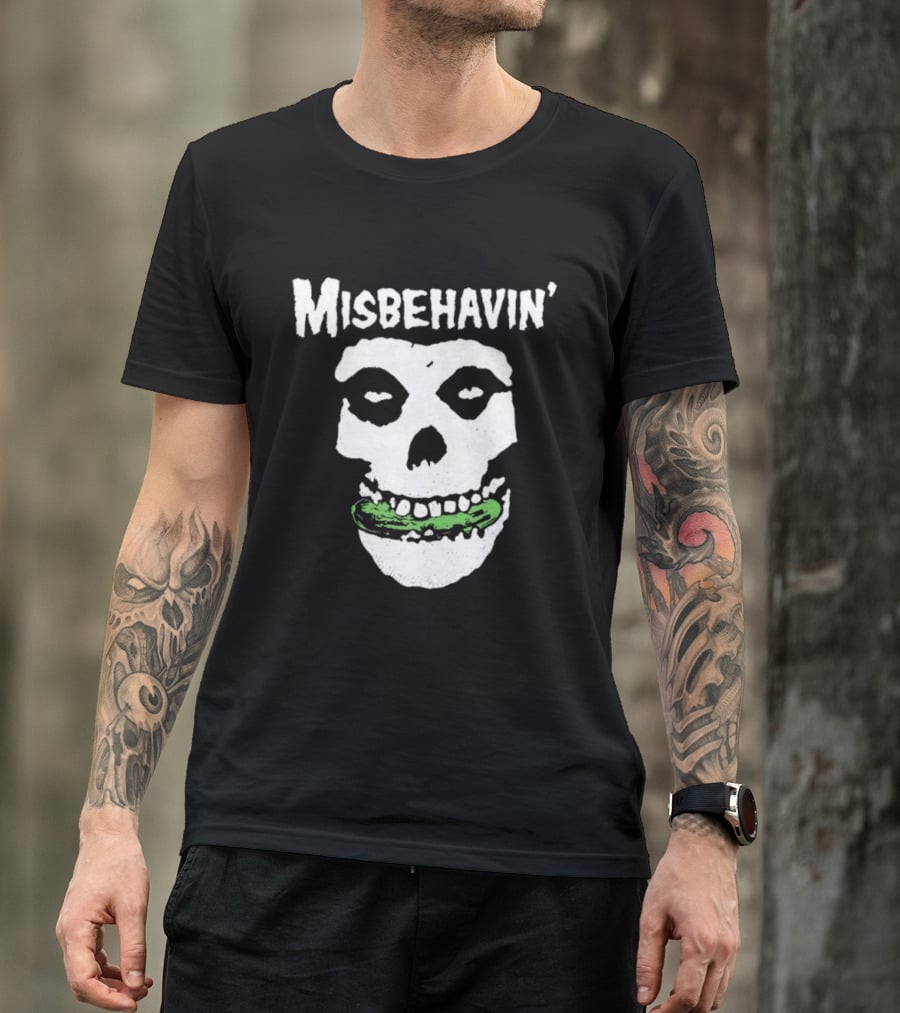 Misbehavin' Pickle Skull Misfits Punk Rock T-Shirt