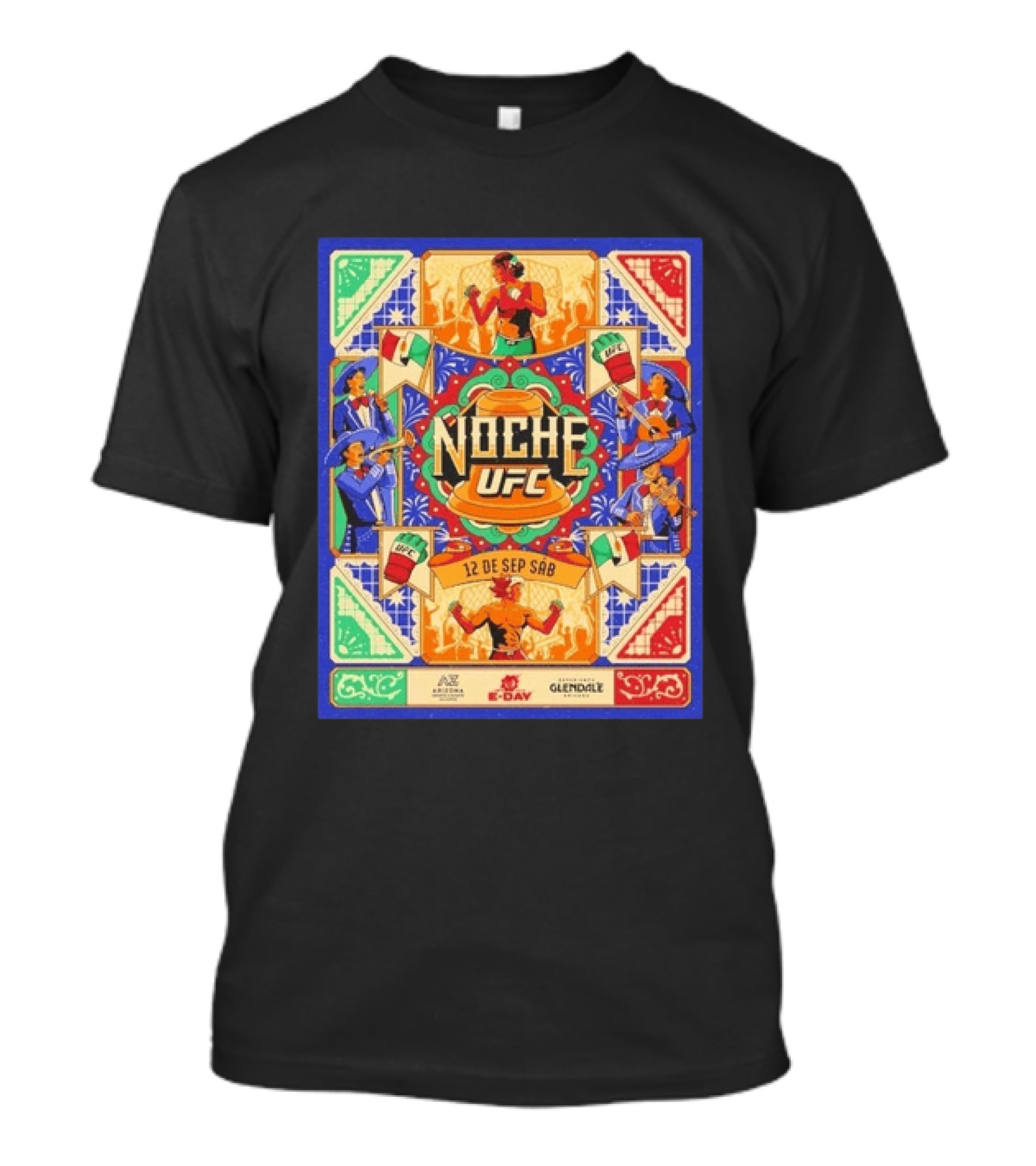 Noche UFC 12 De Sep Sáb Glendale Arizona Event Fiesta Vibrant S And Music Celebration T-Shirt