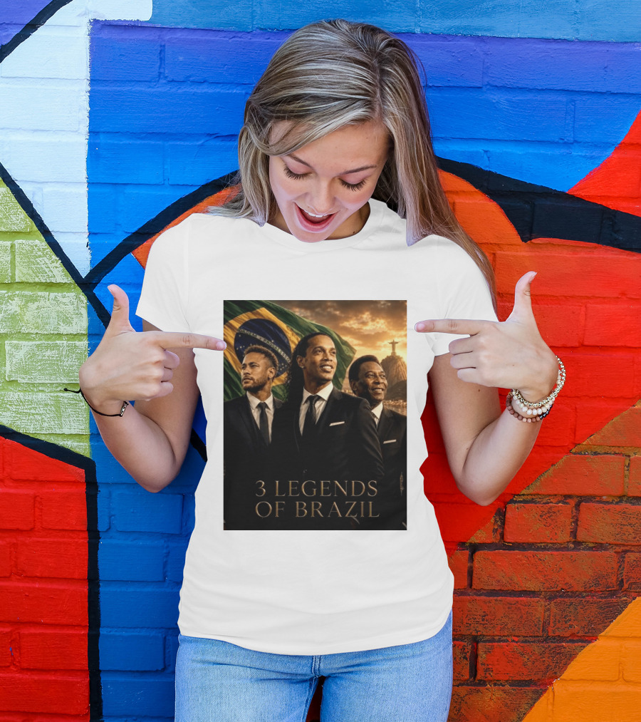 3 Legends Of Brazil Pelé Ronaldinho Neymar Brazilian Heritage T-Shirt