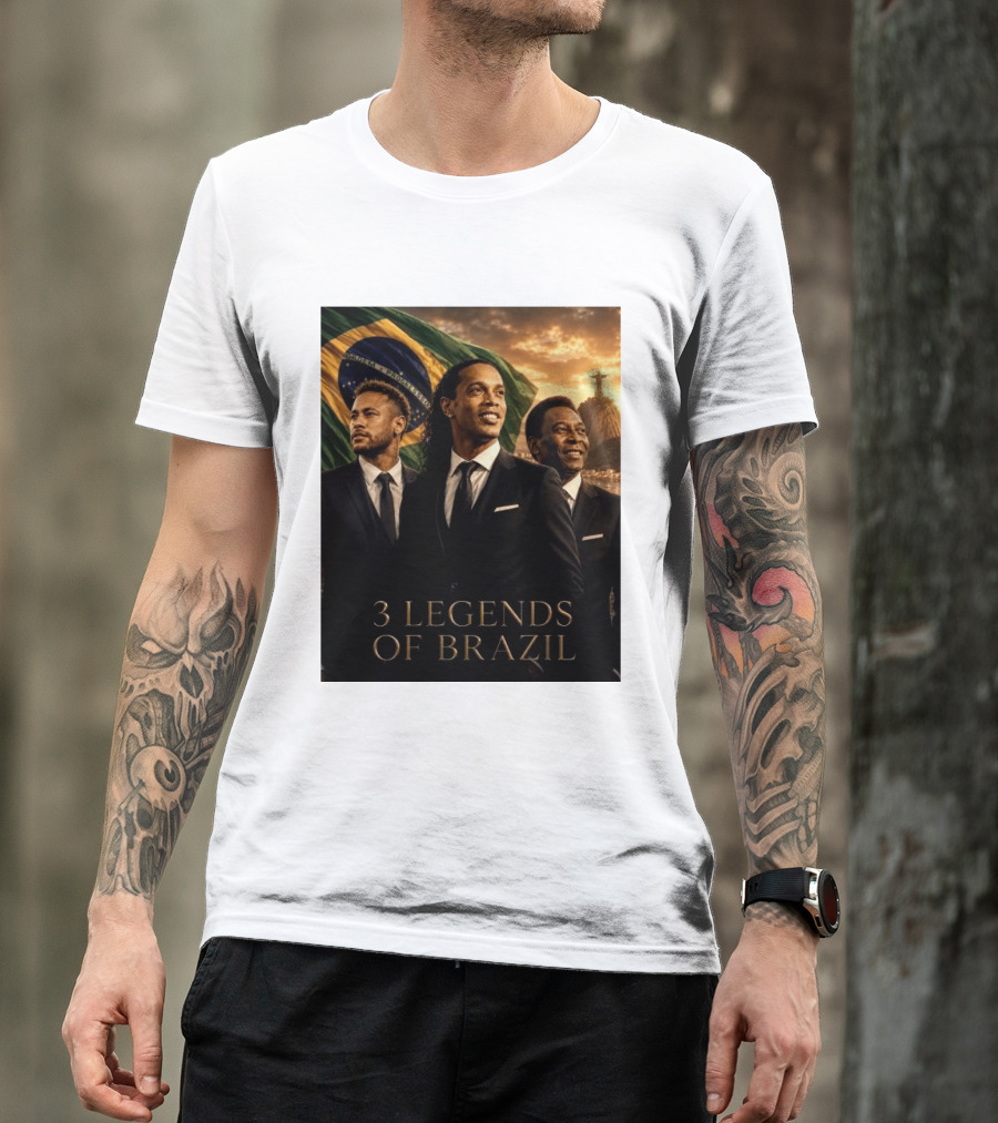 3 Legends Of Brazil Pelé Ronaldinho Neymar Brazilian Heritage T-Shirt