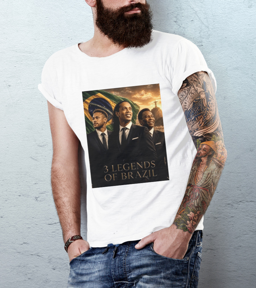3 Legends Of Brazil Pelé Ronaldinho Neymar Brazilian Heritage T-Shirt