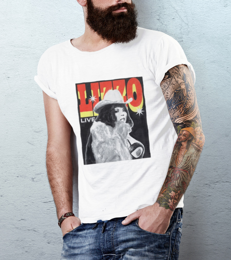 Lizzo Live Houston Mar 06 Texan Style Fur Coat Hat T-Shirt