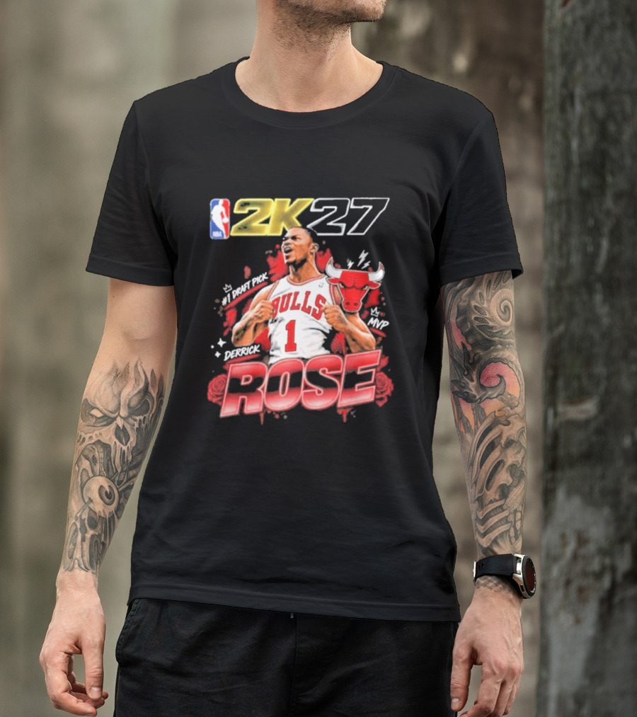 NBA 2K27 MVP Derrick Rose Bulls #1 Highlight T-Shirt