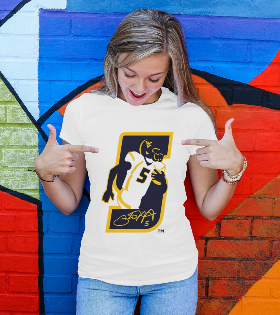 WVU Number 5 Pat White Signature Retirement T-Shirt