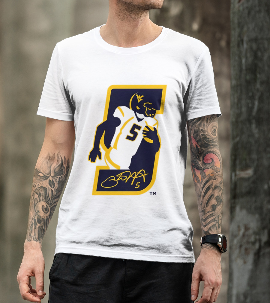 WVU Number 5 Pat White Signature Retirement T-Shirt