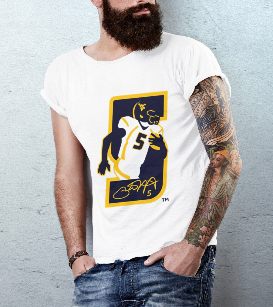 WVU Number 5 Pat White Signature Retirement T-Shirt
