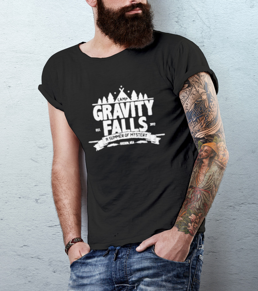 Camp Gravity Falls A Summer Of Mystery Drecon USA Est. 2012 T-Shirt