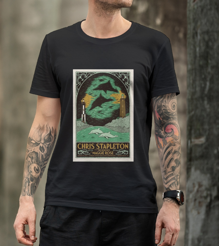 Chris Stapleton The Honchos Maggie Rose August 18 2026 Veterans United Home Loans Amphitheater Virginia Beach Dolphins Lighthouse T-Shirt