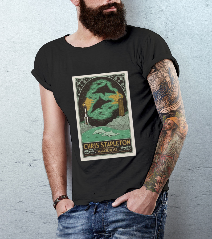 Chris Stapleton The Honchos Maggie Rose August 18 2026 Veterans United Home Loans Amphitheater Virginia Beach Dolphins Lighthouse T-Shirt