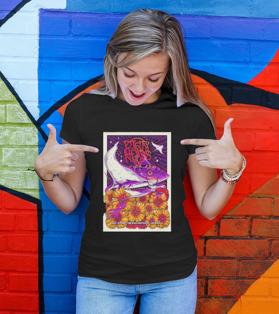 Dirty Heads Long Beach Amphitheater August 18 2026 Vibrant Stingray And Flowers T-Shirt