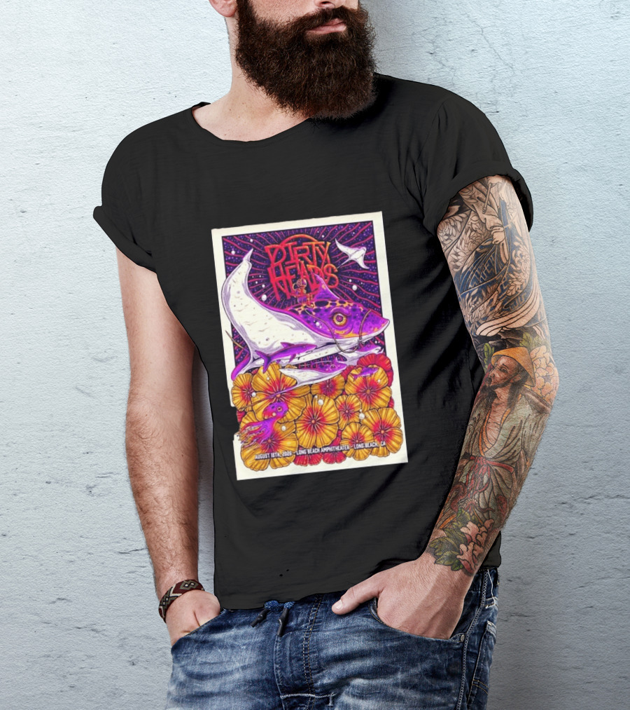 Dirty Heads Long Beach Amphitheater August 18 2026 Vibrant Stingray And Flowers T-Shirt