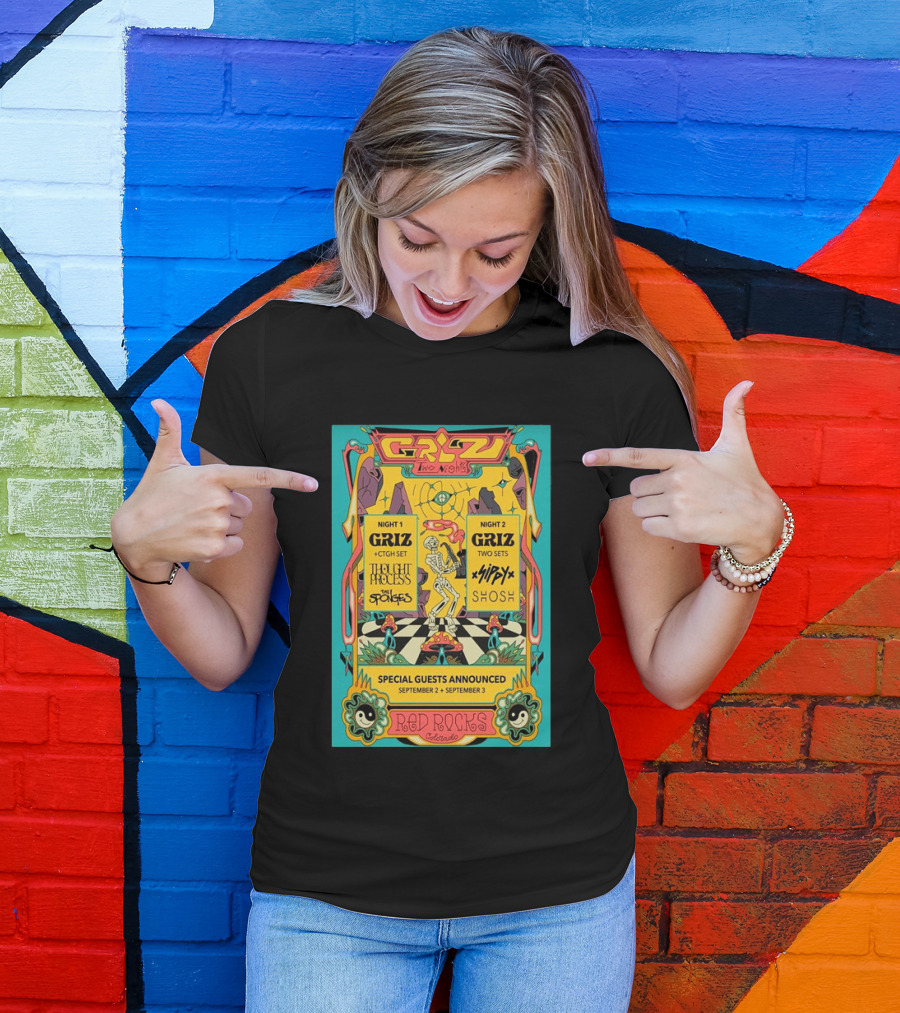 GRiZ Two Nights Red Rocks Amphitheatre Morrison CO Sep 2 3 2026 Special Guests The Sponges Muzzy Shosh T-Shirt