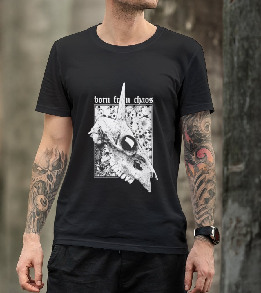 Born From Chaos Animal Skull Floral Gothic Aesthetic T-Shirt