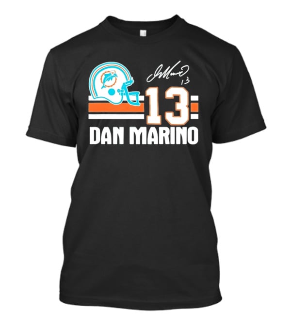 Miami Dolphins Dan Marino 13 Helmet Signature T-Shirt