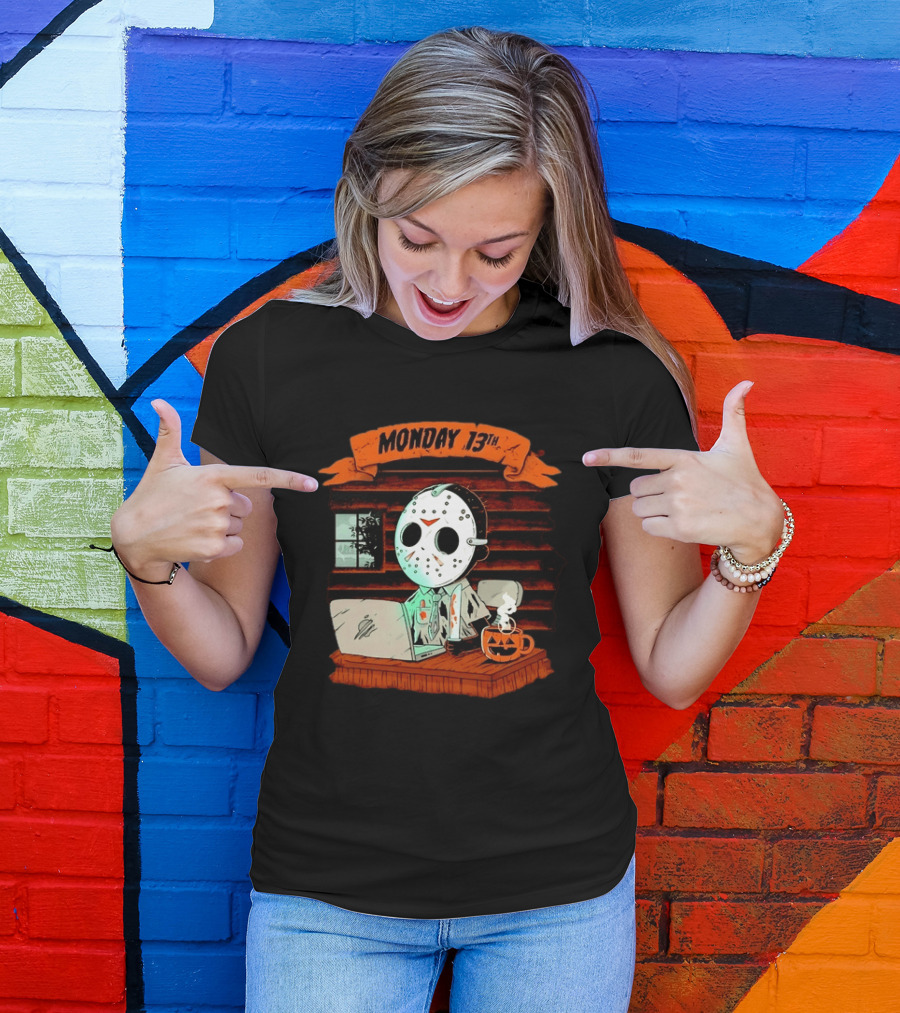 Jason Voorhees Monday 13th Office Work Halloween Horror Movie T-Shirt