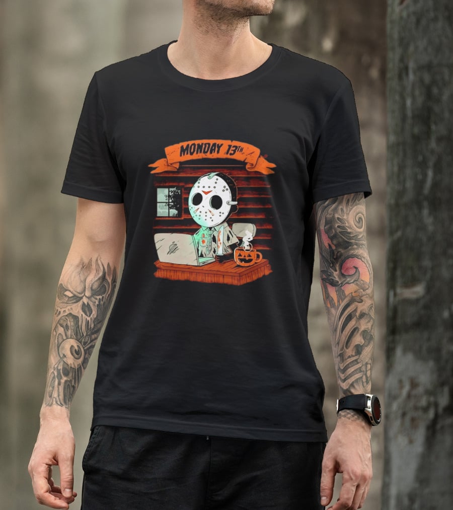 Jason Voorhees Monday 13th Office Work Halloween Horror Movie T-Shirt