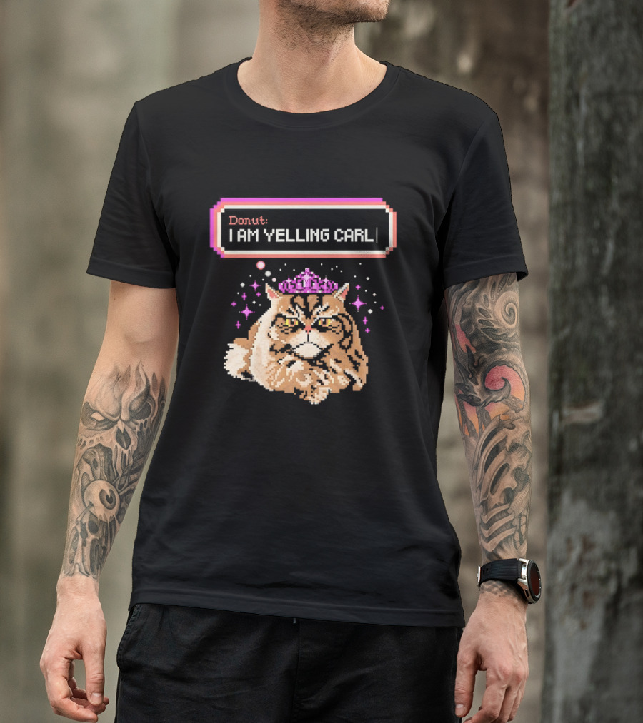 Donut The Cat I Am Yelling Carl Pixel Art Meme T-Shirt