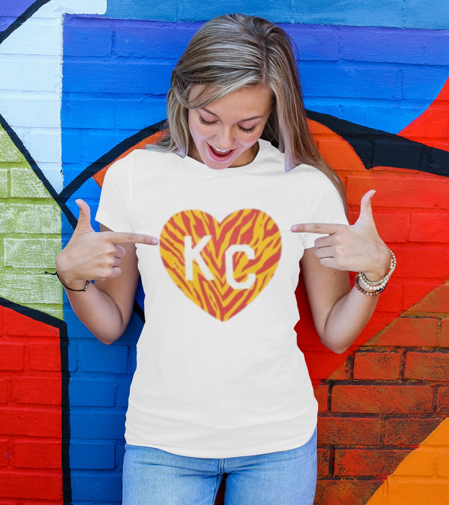 Made In KC Red Yellow Stripes Heart Charlie Hustle T-Shirt