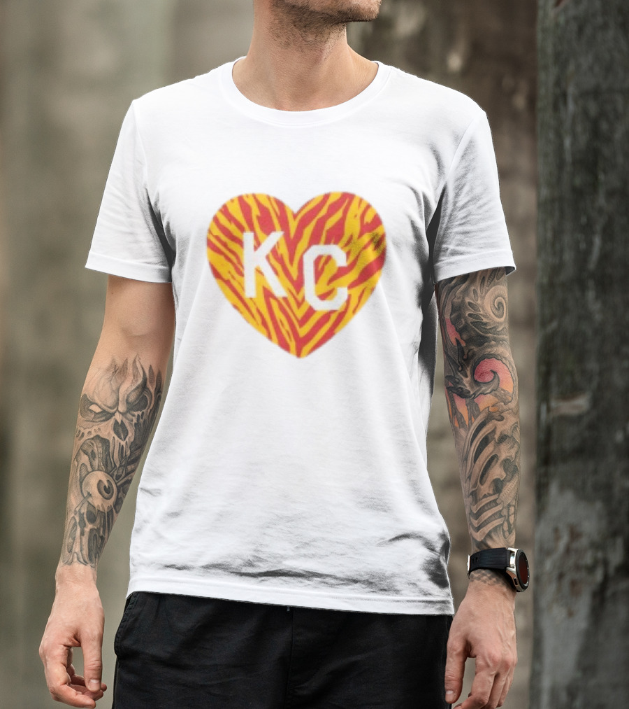 Made In KC Red Yellow Stripes Heart Charlie Hustle T-Shirt