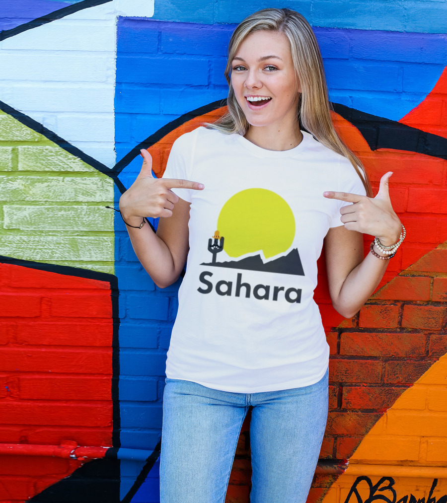 Sahara Desert Cactus Pixel Art With Sombrero Sunset Scene T-Shirt