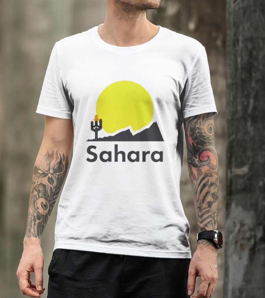 Sahara Desert Cactus Pixel Art With Sombrero Sunset Scene T-Shirt