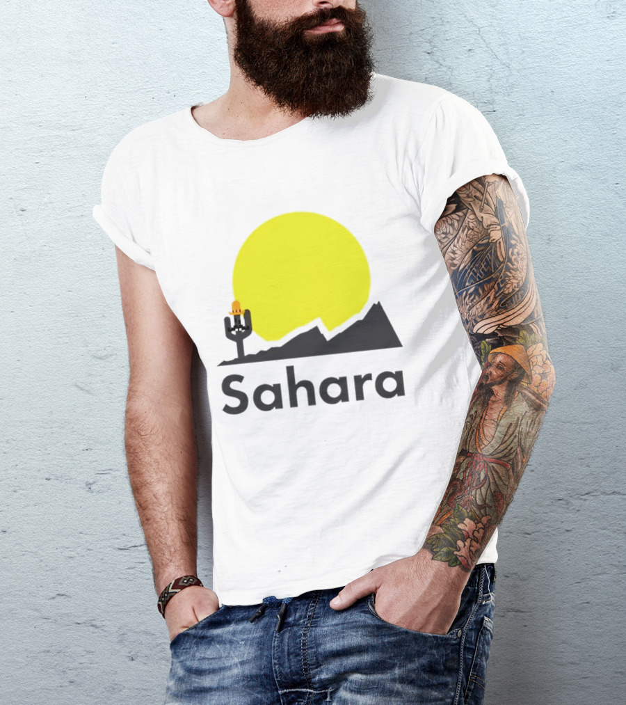 Sahara Desert Cactus Pixel Art With Sombrero Sunset Scene T-Shirt