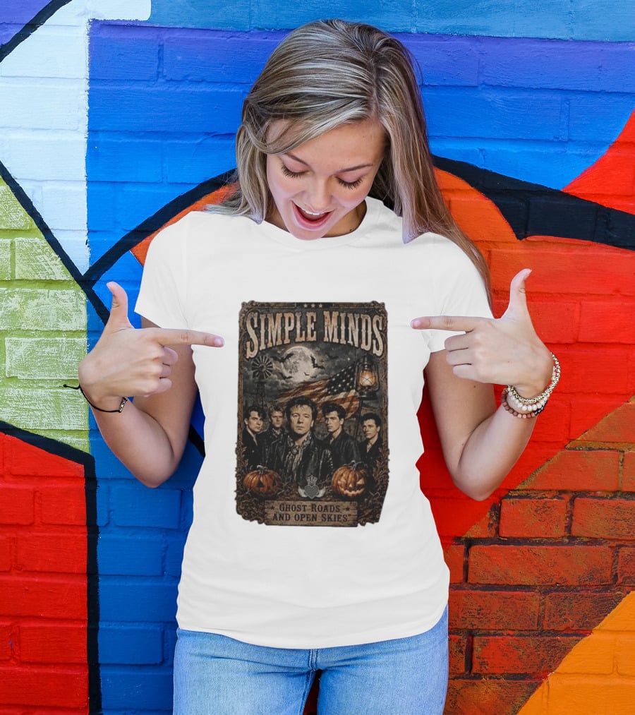 Simple Minds Band Ghost Roads And Open Skies Vintage American Flag T-Shirt